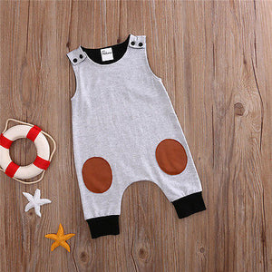 Mighty Newborn Sleeveless Patchwork Romper