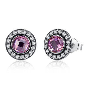 Authentic 925 Sterling Silver Brilliant Legacy Stud Earrings With Clear CZ