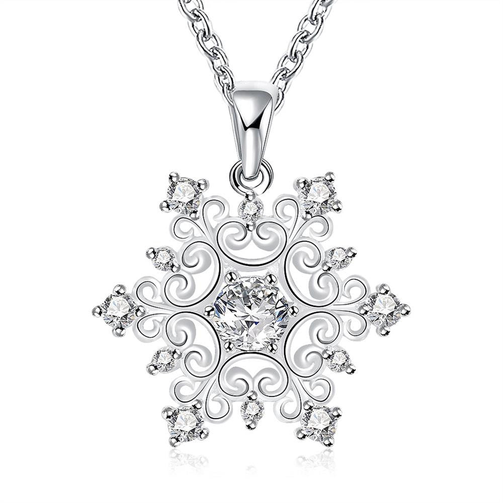 Swarovski Crystal Snowflake Necklace in 18K White Gold Plated