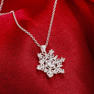 Swarovski Crystal Snowflake Necklace in 18K White Gold Plated