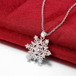 Swarovski Crystal Snowflake Necklace in 18K White Gold Plated