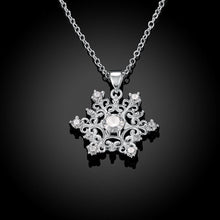 Load image into Gallery viewer, Swarovski Crystal Snowflake Necklace in 18K White Gold Plated