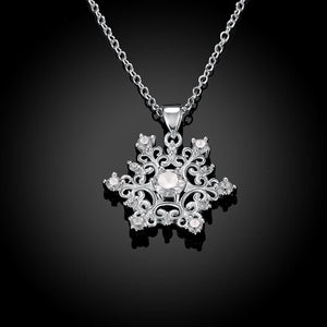 Swarovski Crystal Snowflake Necklace in 18K White Gold Plated