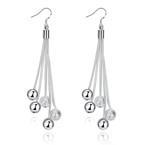 18K White Gold Plated Orchid of Pearls Drop Earring