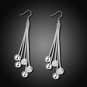 18K White Gold Plated Orchid of Pearls Drop Earring