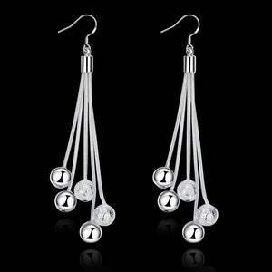 18K White Gold Plated Orchid of Pearls Drop Earring