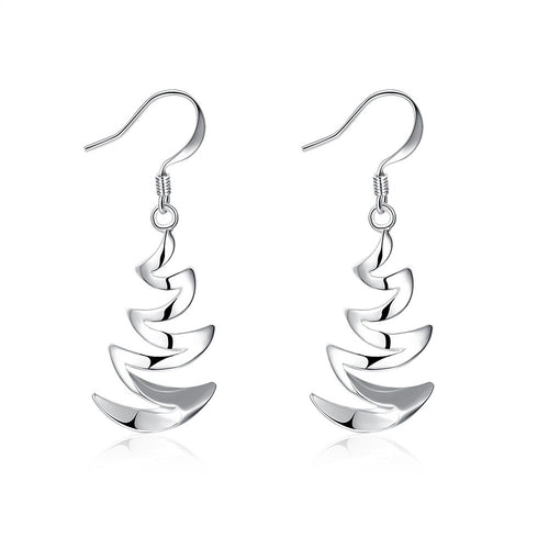 18K White Gold Plated Zig-Zag Drop Earring