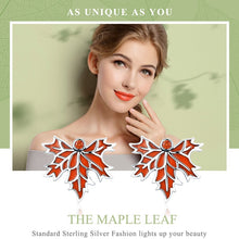 Load image into Gallery viewer, 100% 925 Sterling Silver Autumn Maple Tree Leave Stud Earrings